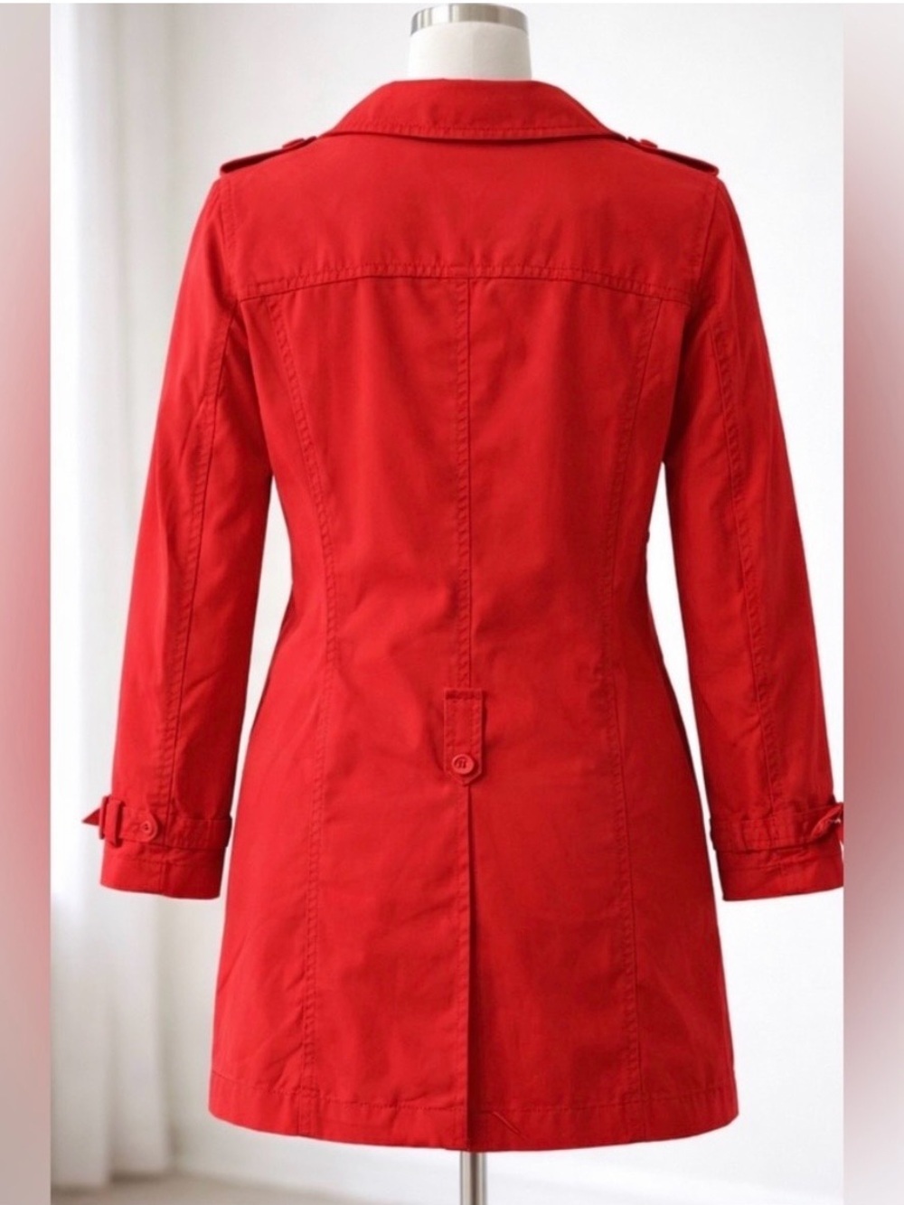 Esprit Classic Red Double-Breasted Trench Coat - Picture 2 of 3